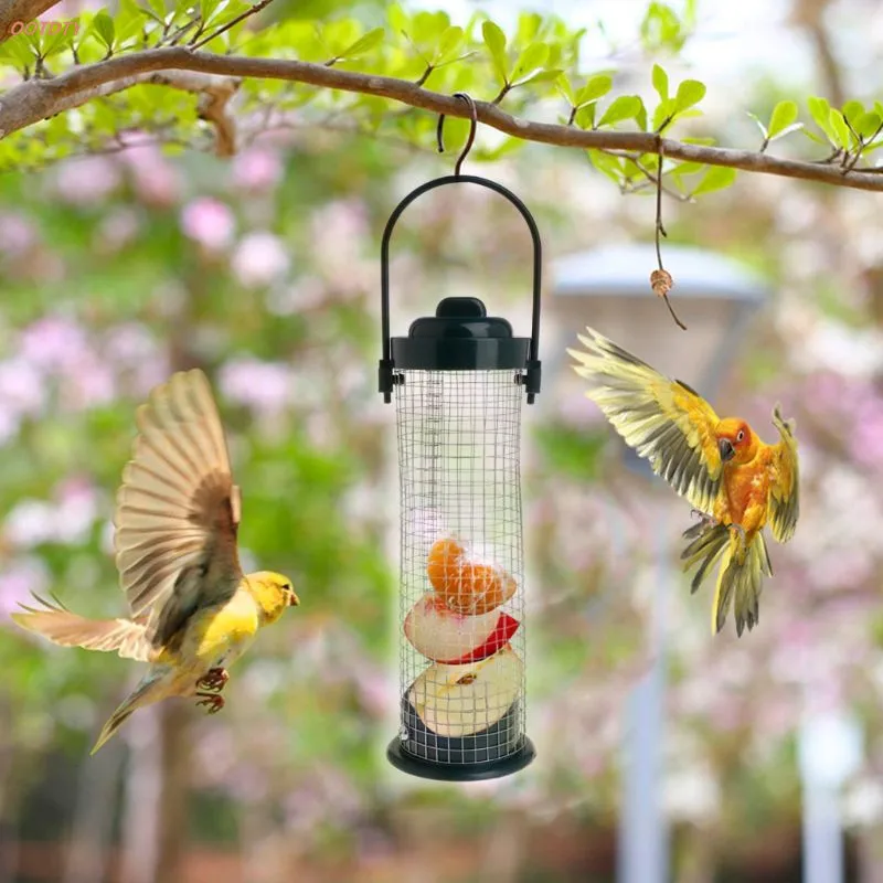 

OOTDTY Bird Feeder Outdoor Hanging Mesh Feeding Portable Wild Birds Plastic Supplies Products Park Garden Tree Container