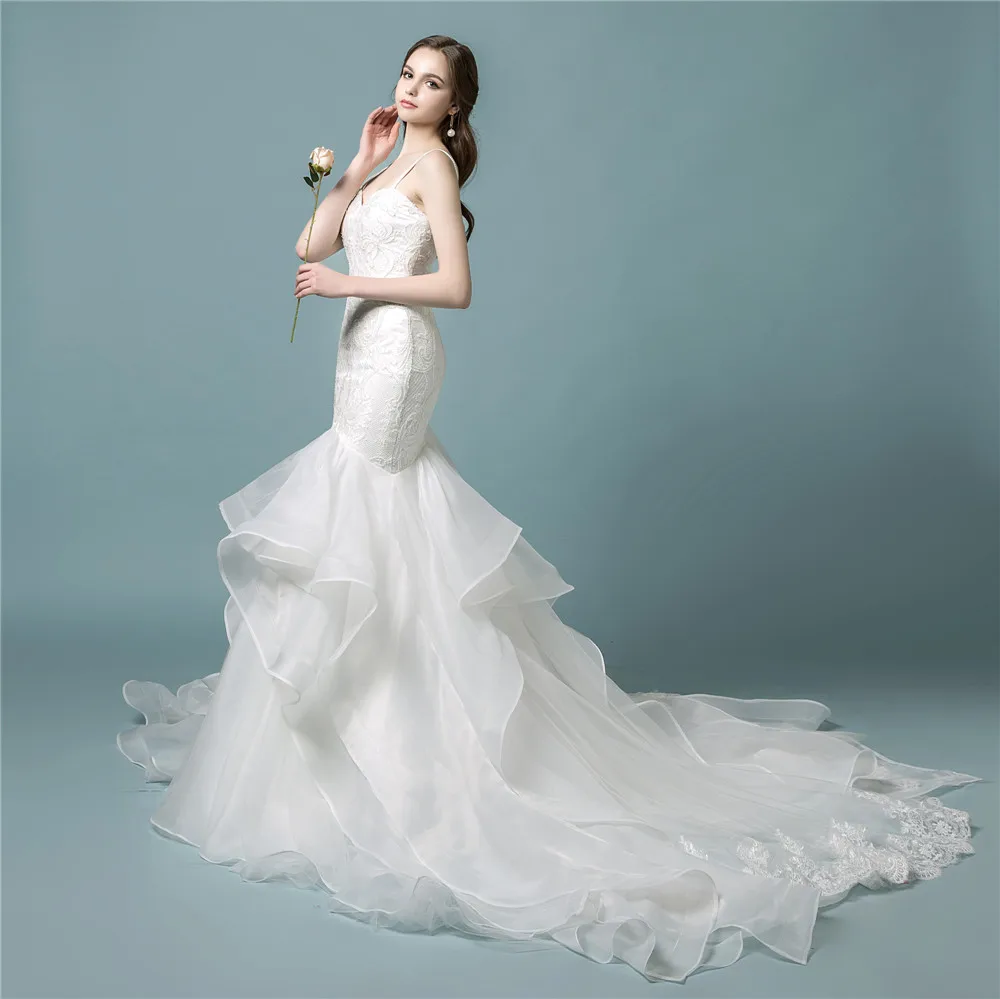 Vestidos De Noiva 2020 сексуальное платье невесты на подтяжках свадебное русалки длинное