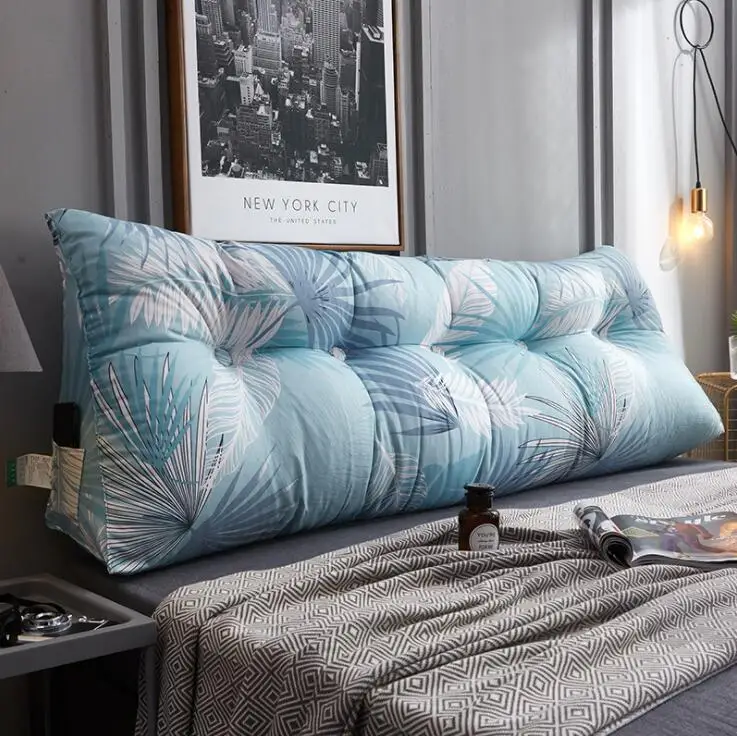 color8 New 50x150cm Printed Cotton Wedge Pillow for Bed Backrest Cushion Washable large Waist Support Cushion Home Decor Bedside Pillow - Цвет: color8