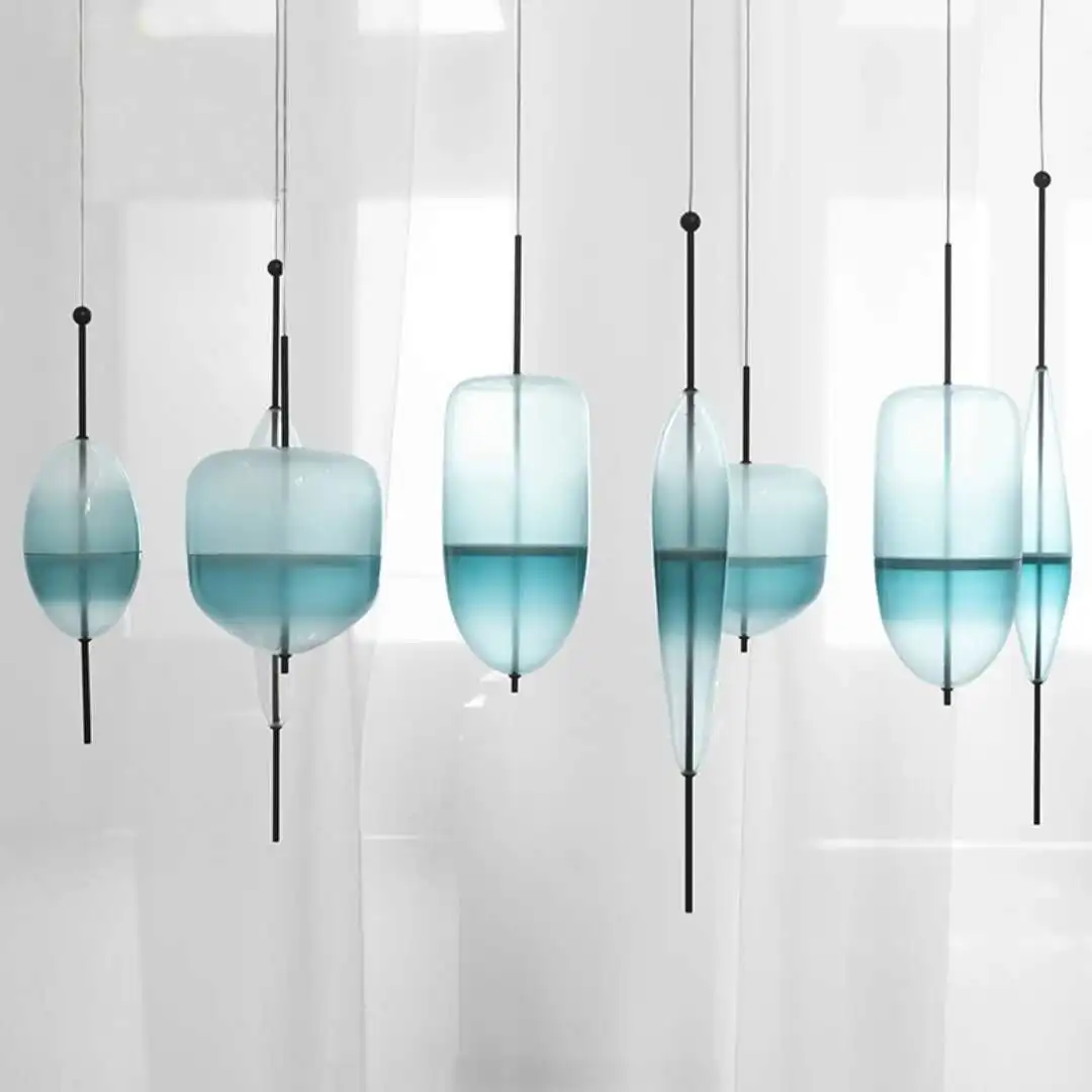 

Blue Chromatography Italian Design Lamp Pendant Light Lake of Venice Blue Gradient Simple Peaceful Pure Pendant Lighting Glass