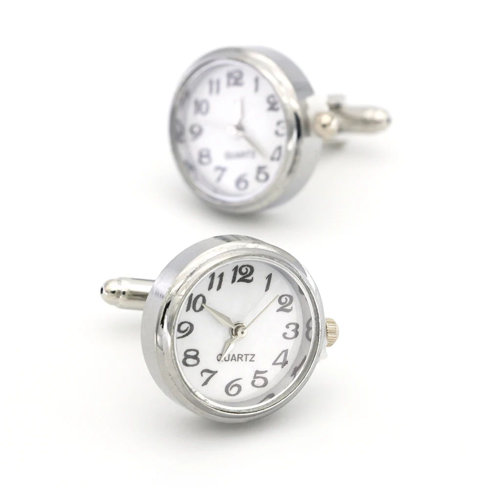 

New Watch Cufflinks Real Clock Cuff links With Battery Cufflinks Machine Core Mechanical cuffs Relojes gemelos Free Shipping