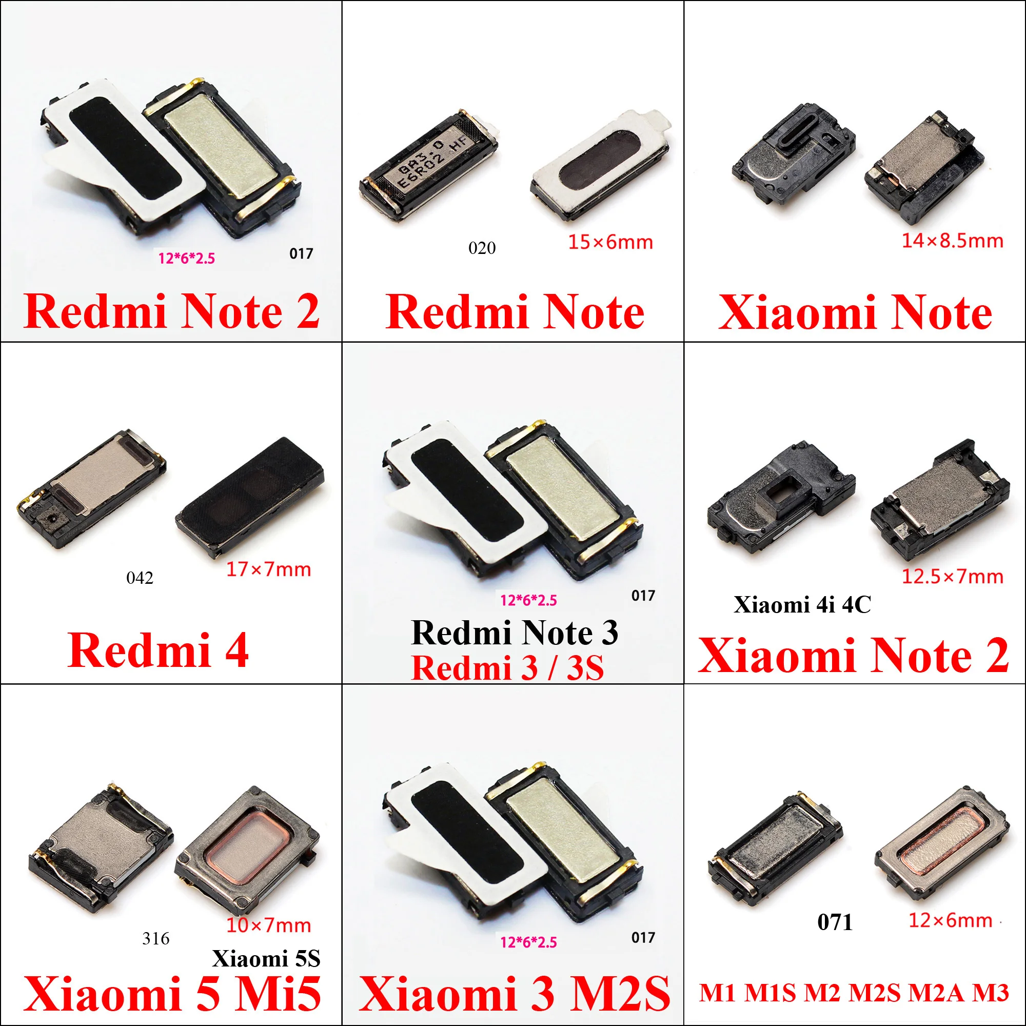 

2pcs Earpiece Ear Sound Speaker Receiver For Xiaomi Mi1 1S Mi2 2A 2S Mi3 Mi4 Note 2 Max 4C 4I 5 Redmi 4A 1S 2S 2 3X 3S Note 2 3