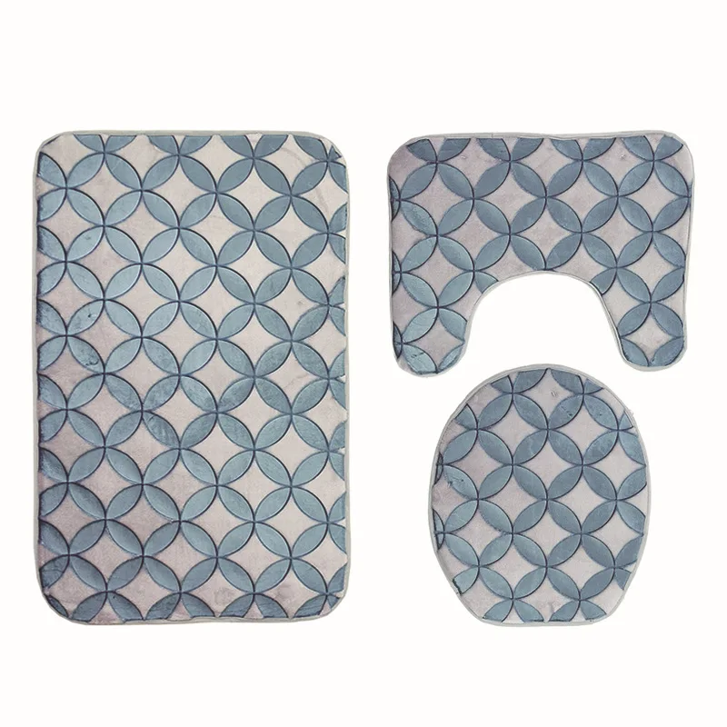 3D тиснением 3 шт. Набор ковриков в ванную не скользящие по полу ковер Туалет