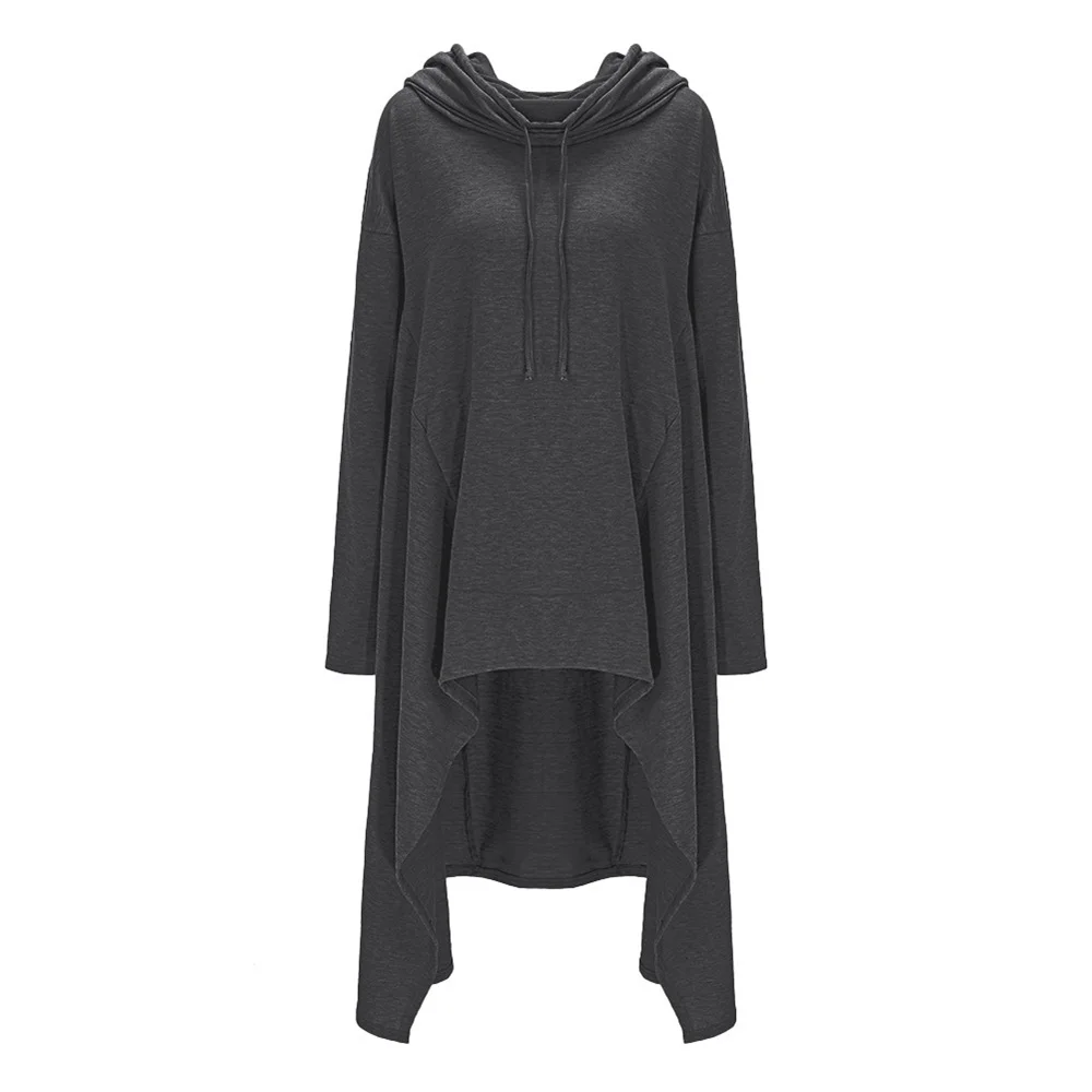 Женская толстовка с капюшоном повседневная черная большого размера в готическом