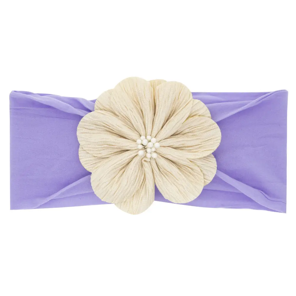 Wide Nylon Baby Headband Big Flower Headbands One Size Fits All Headwrap Newborn shower gift Infant Head Wrap HB378S | Детская одежда и