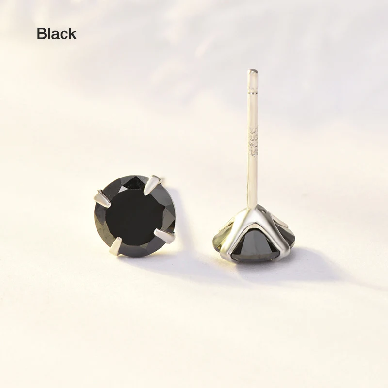 Black TTVOVO 925 пробы серебряные серьги-гвоздики месяц счастливый камень по месяцу рождения AAA кубический цирконий канал серьги для женщин мужчин свадебные ювелирные изделия - Окраска металла: Black