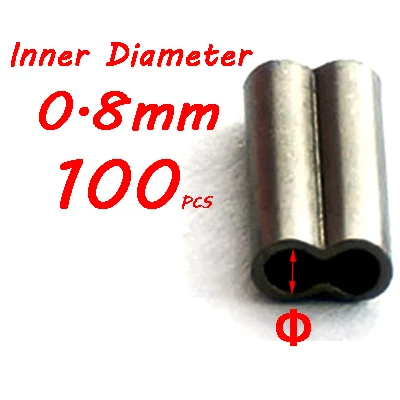0point8mm 100pcs Мини Двойной баррель медные рукава для моно стальной проволоки щипцы черный цвет морской рыбалки такелаж аксессуары терминал снасти - Цвет: 0point8mm 100pcs