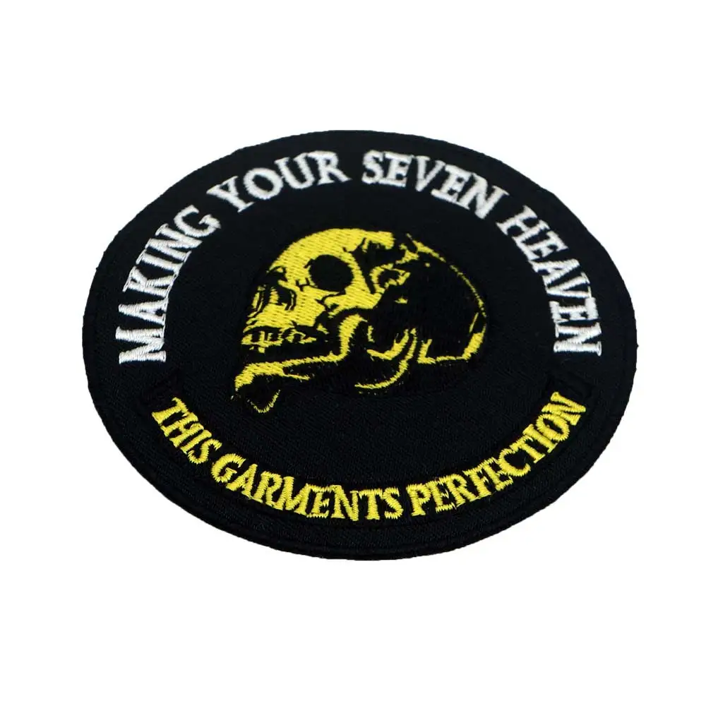 MAKING YOUR SEVEN HEAVEN SKULL iron on backing funny punk rock embroidered biker motorcycle patches | Дом и сад