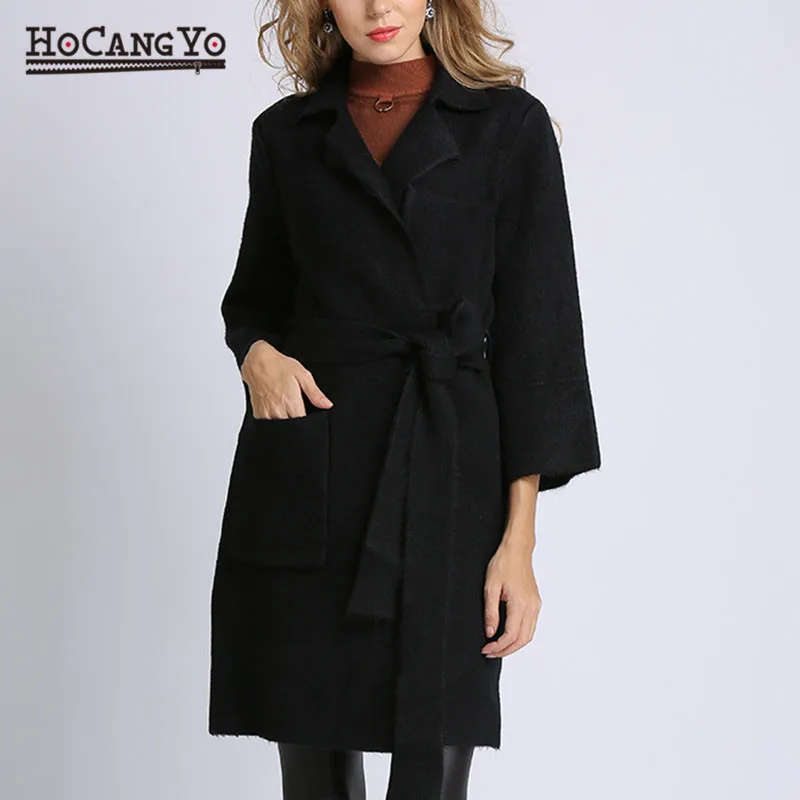 HCYO Sash Elastic Ladies Cardigans Winter Sweater Women Jumpers Elegant Warm Cardigan 2018 Autumn Soft Overcoat |