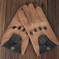 goatskin locomotive gloves male latest driver style classic light brown dark brown motorcycle bicycle mans gloves tb15