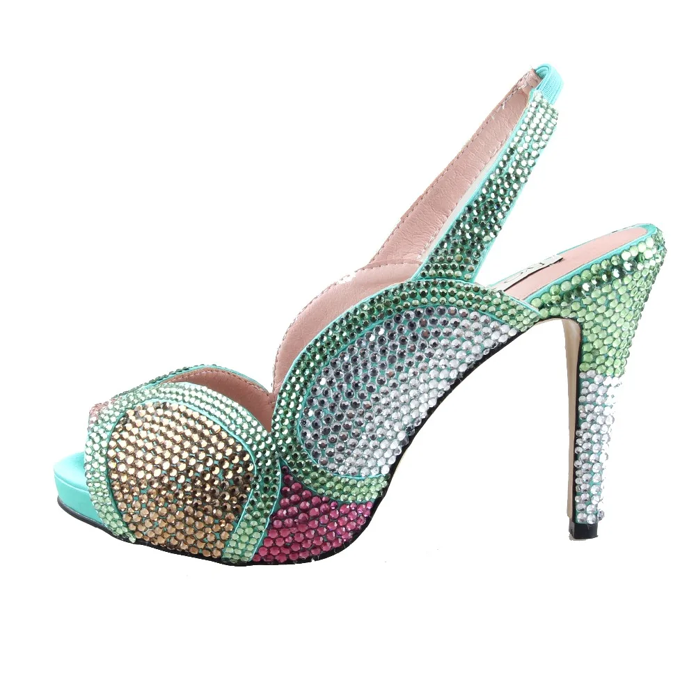 CHS1008 Gorgeous Custom Made Mint Green Crystal Slingbacks Shoes High Heels Women Bridal wedding | Обувь