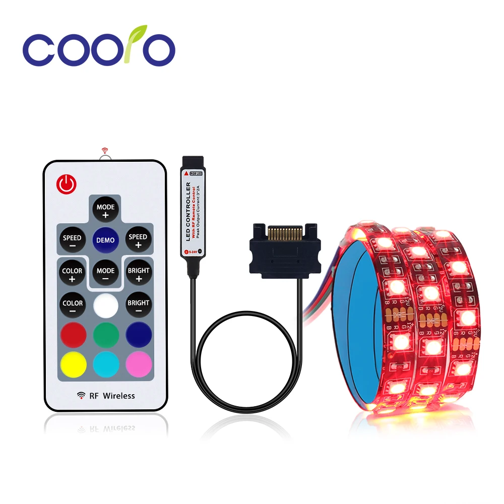 12V SATA Мощность Светодиодные ленты светильник RGB 5050 SMD ПК компьютер чехол Подсветка и смещения светильник ing 0,5 HDMI кабель 1 м 1,5 м 2 м не Водонепроницаемый