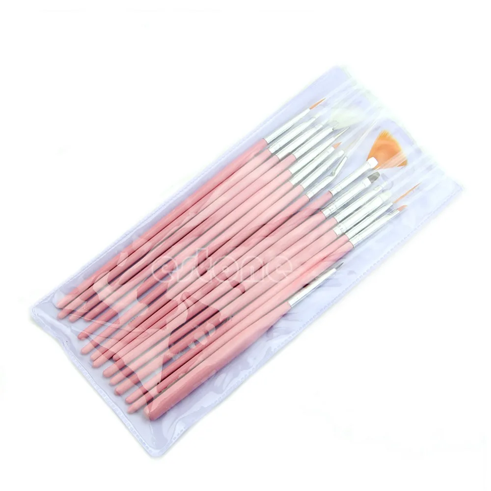 15 шт. набор кистей для дизайна ногтей акриловый УФ гель рисования ручки