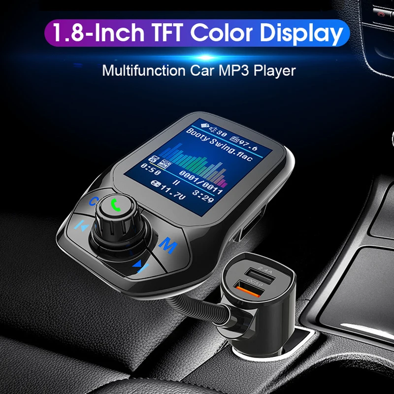 1,8 дюймов цветной дисплей Bluetooth Handsfree автомобильный комплект 3 USB порта QC3.0 автомобильное зарядное устройство fm-передатчик Автомобильный MP3 музыкальный плеер