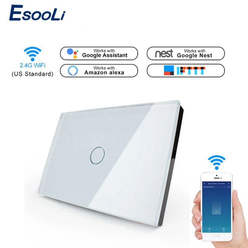 Esooli стандарт США wifi умный сенсорный выключатель приложение беспроводной