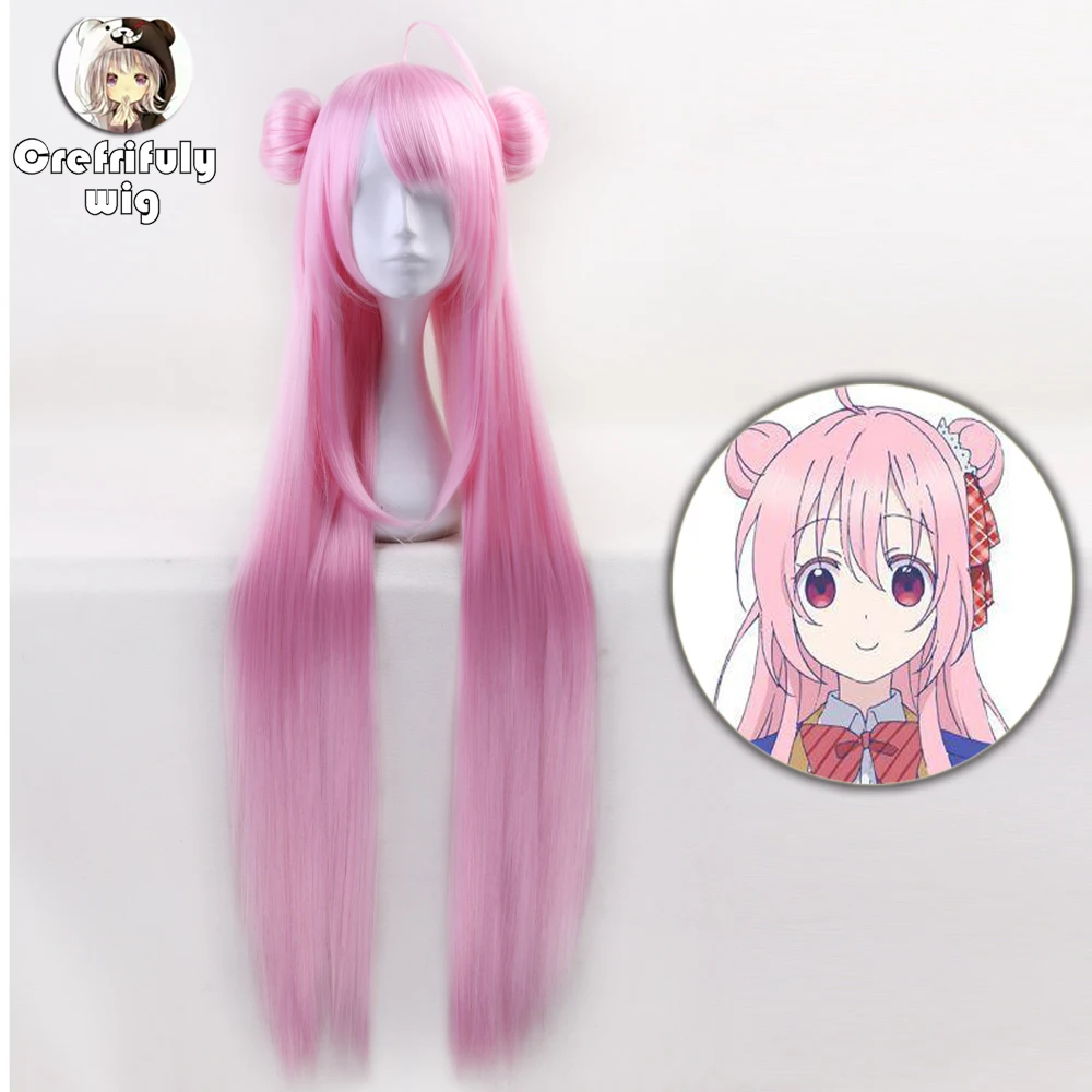 100 см аниме Happy Sugar Life Matsuzaka Satou прямой длинный розовый парик с булочками
