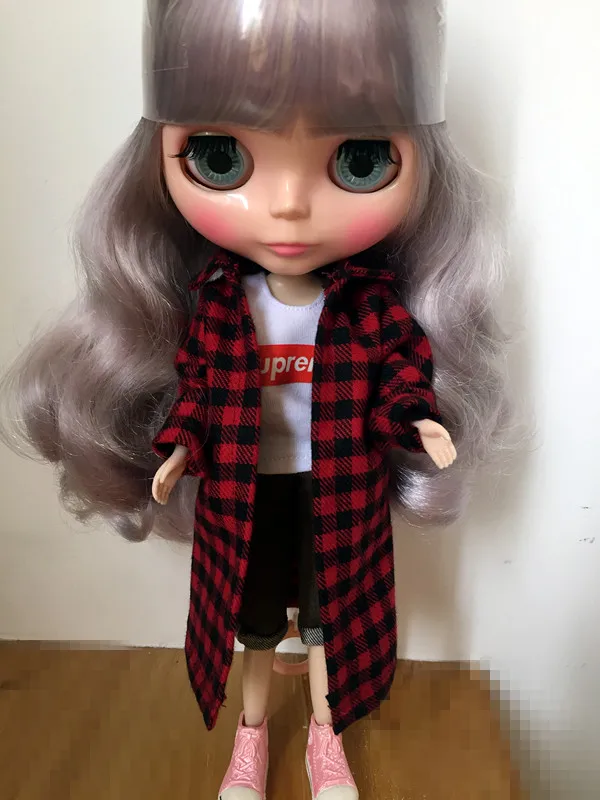 Новое клетчатое пальто 1/6, кукольная куртка, Blyth, клетчатое пальто, одежда Blyth, наряд(Fit blyth, BJD, azone, pullip, ICY, FR, 1/6 Doll