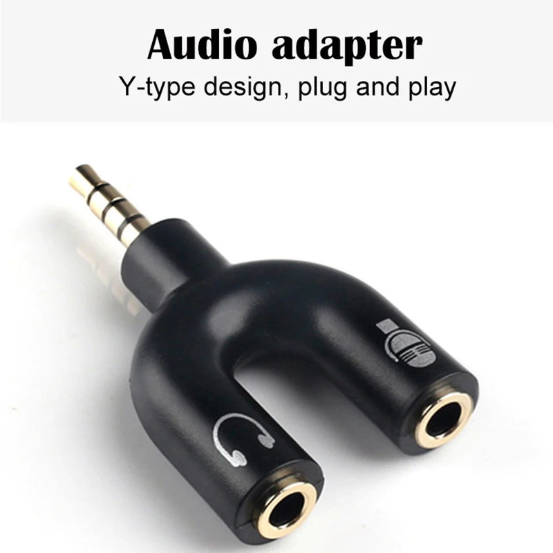 HOT! U Shape 1 to 2 Audio Adapter 3.5mm Adaptor Suitable for headphone and speaker output microphone recording input | Электроника