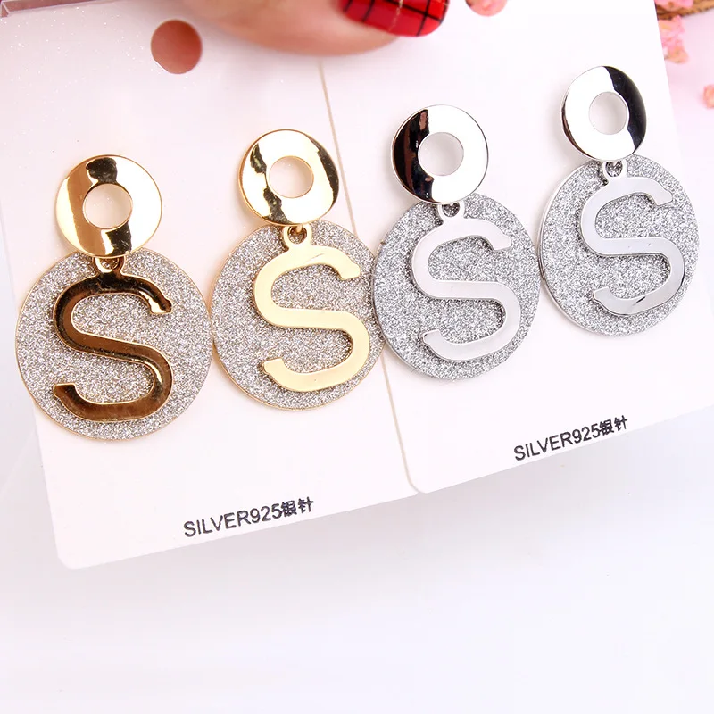 Модные украшения Для женщин заявление круглые серьги с буквой S большие