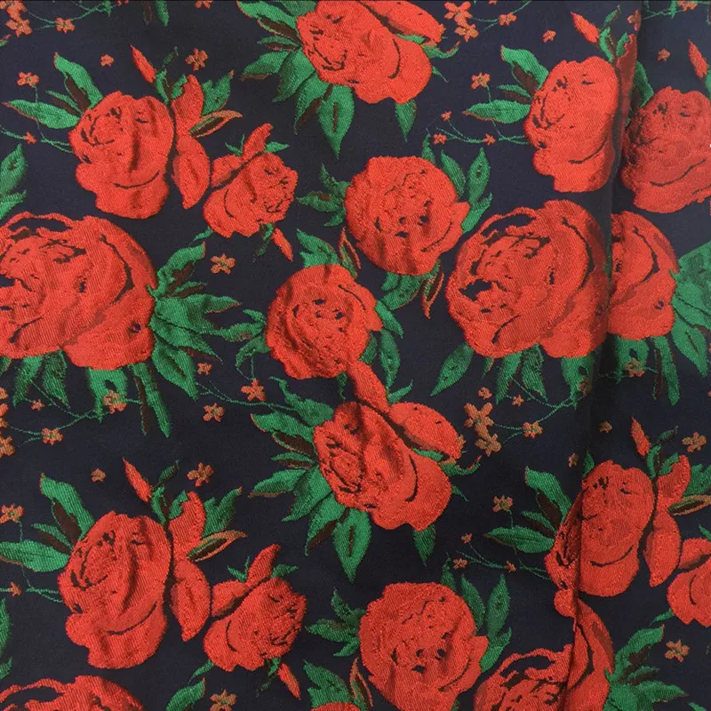 CF366 новый модный красная роза жаккардовая ткань для женщин Cheongsam пальто платье