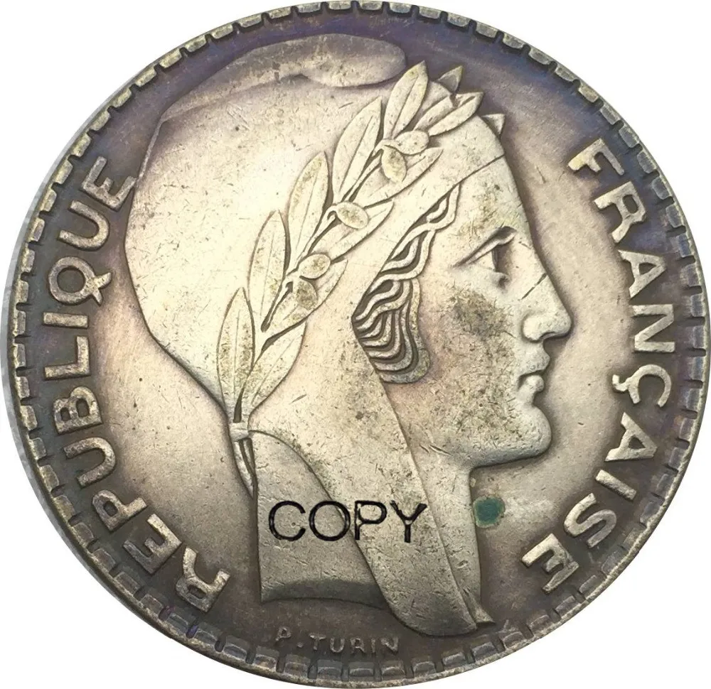 Французская памятная монета с серебряным покрытием 1934 купроникель 20