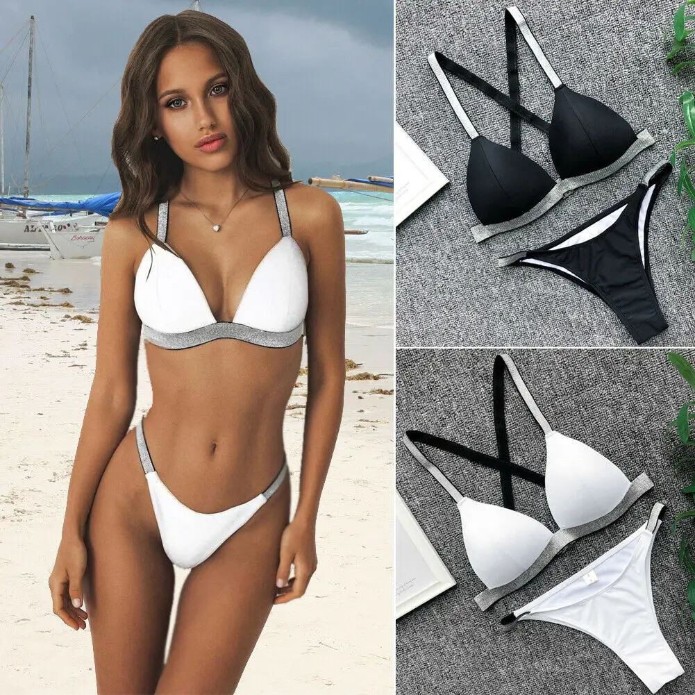 Hirigin Sexy Thong G sting Bikini 2019 Swimsuit Women New Push Up Padded Fashion Bathing Suit Beach Bequini Set | Женская одежда