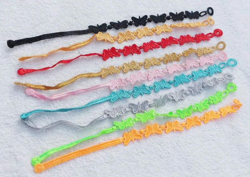 New 19styles!! promotion 24pcs/bag mix colors randomly Trendy polyester skull cross shape italy lace bracelet for women girls | Украшения и