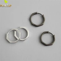 flyleaf geometric octagon simple hoop earrings for women 100 925 silver earings fashion jewelry black ins style high quality