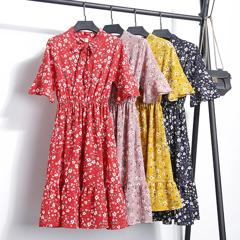 Женское офисное платье YYFS шифоновое Повседневное с коротким рукавом и v образным