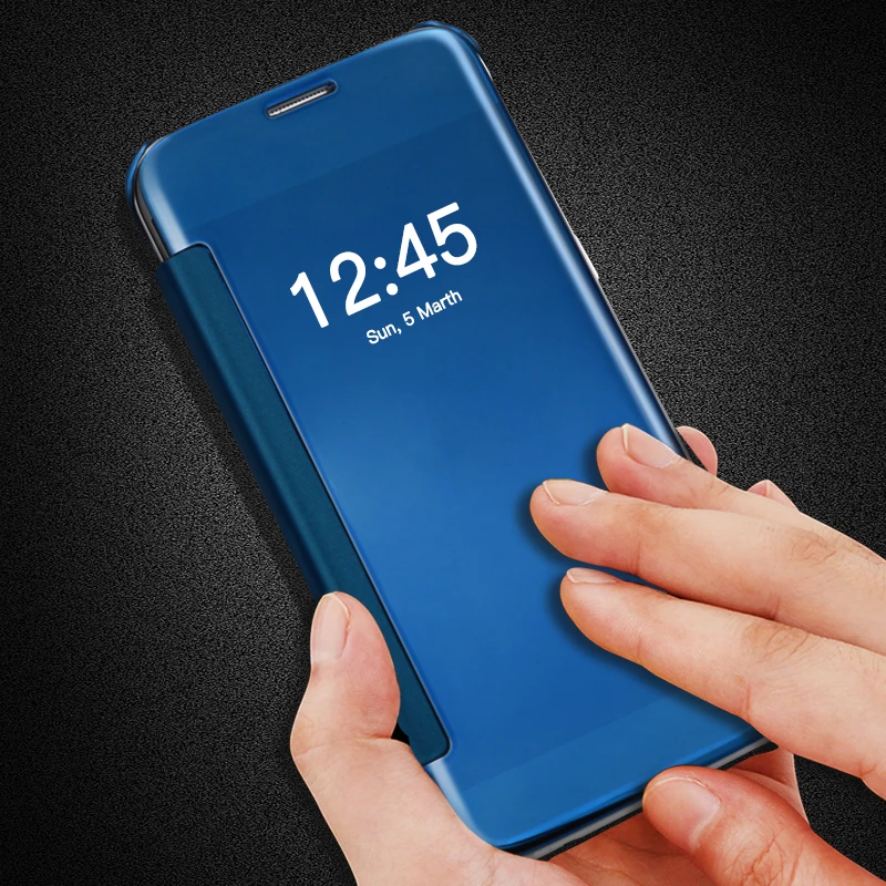 Clear View Смарт флип чехол для samsung Galaxy S7 край гальванических Зеркало PU кожаный Edge
