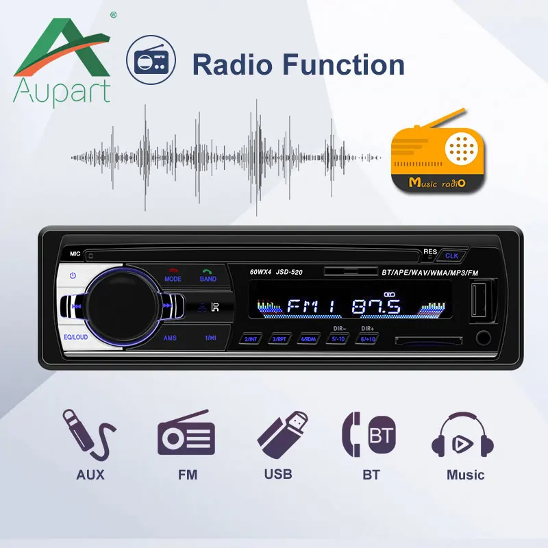 Авторадио 1 din автомобиль estereo para carro автомобильное радио bluetooth jsd 520 oto teypleri aux в usb