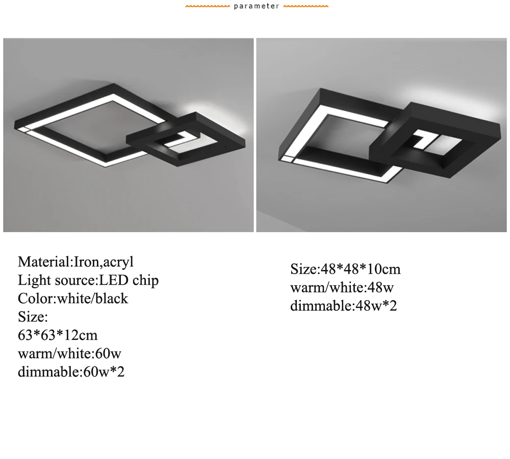 LED Современные Геометрические Железные Акриловые Чёрные Белые Светодиодные Лампы.Светодиодные Светильники.Люстры Потолочные. Потолочные Светильники.Светильник Потолочный Светильник.Для Столовой,Фойе и Спальни