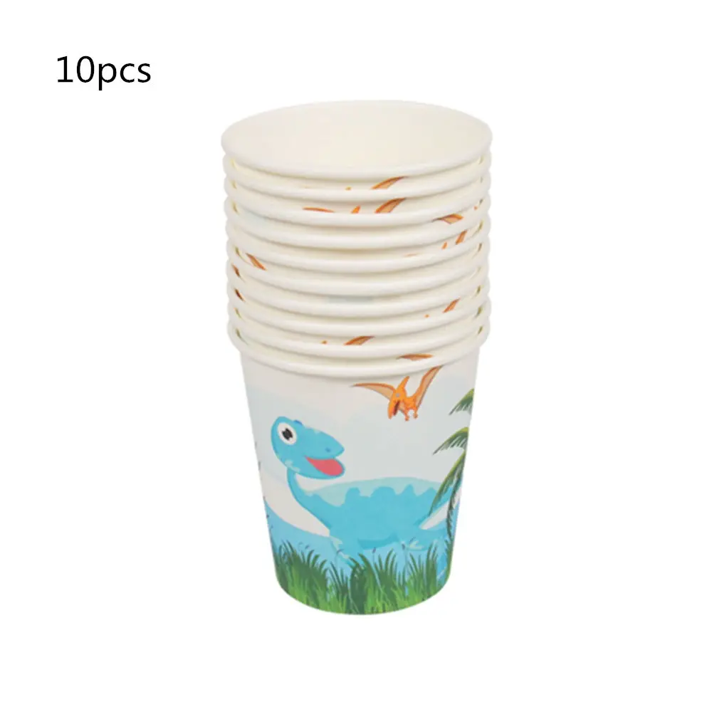 Cup 12pcs 16 шт./компл. с рисунком динозавра из мультфильма для капкейка-Happy День рождения украшения Дети сувениры динозавр вечерние торт флаг детского дня рождения - Цвет: Cup 12pcs