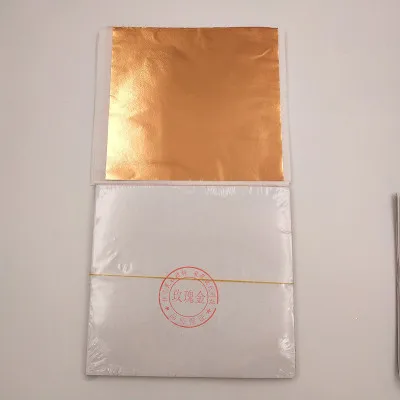 rose gold 100 шт 14 см имитация золотого и серебряного цвета медный листочек листья металлические листы фольги для позолоты ремесло украшения DIY Искусство ремесло бумага Декор - Цвет: rose gold