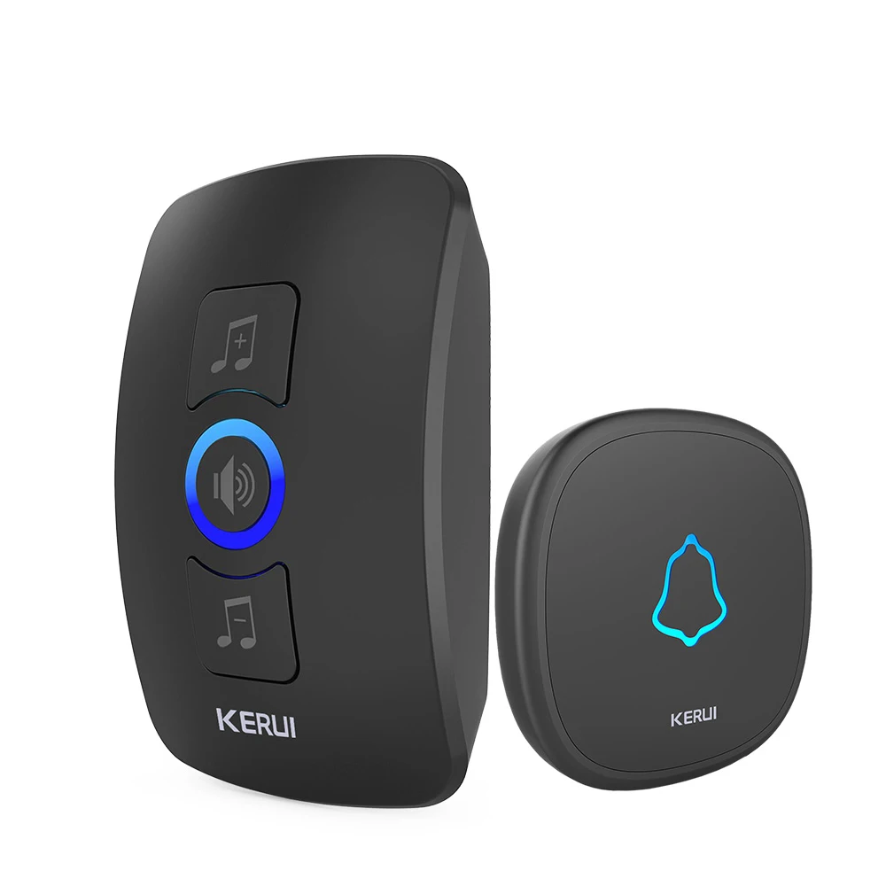 Doorbell kit2-black KERUI, высокое качество, Домашняя безопасность, беспроводной, добро пожаловать, Аварийная сигнализация, дверной звонок, 433 МГц, входная дверь, оповещение, водонепроницаемая кнопка, дверной звонок - Цвет: Doorbell kit2-black