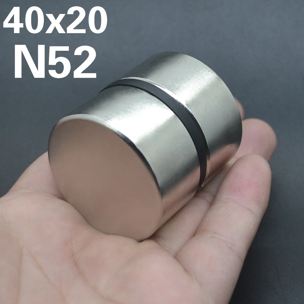 

2pcs Neodymium Magnet N52 40x20 mm Super Strong Round Rare earth Powerful NdFeB Gallium metal magnetic speaker N35 40*20 mm Disc