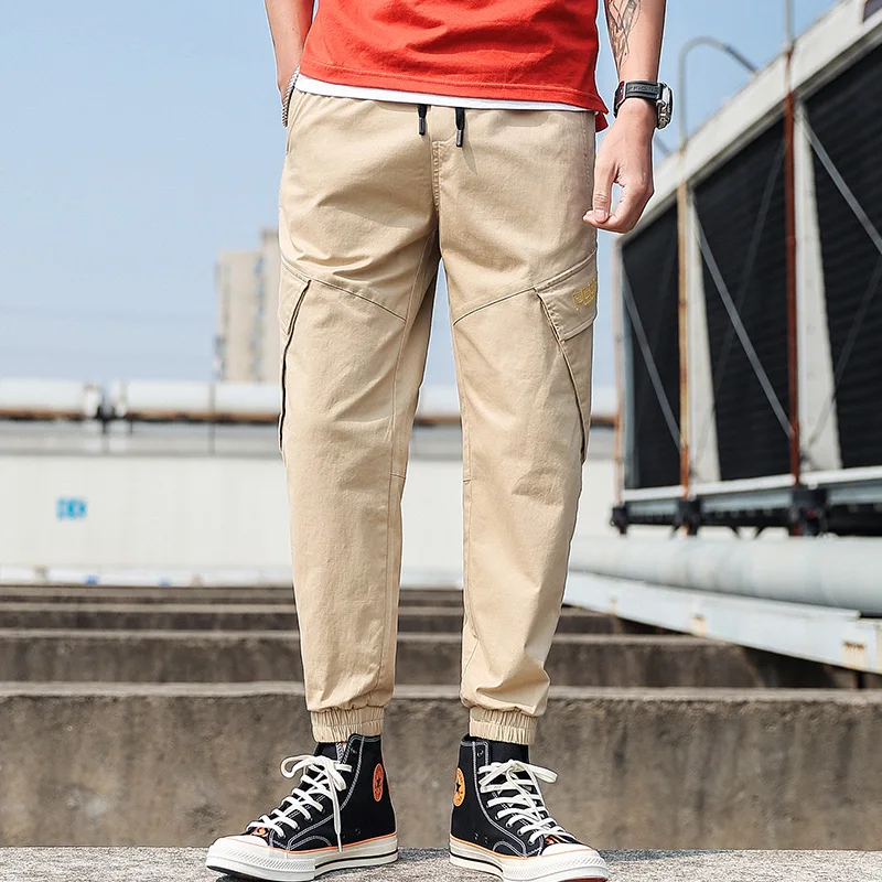 men clothes cotton spandex cargo pants wear resistant trousers size M to 4xl
