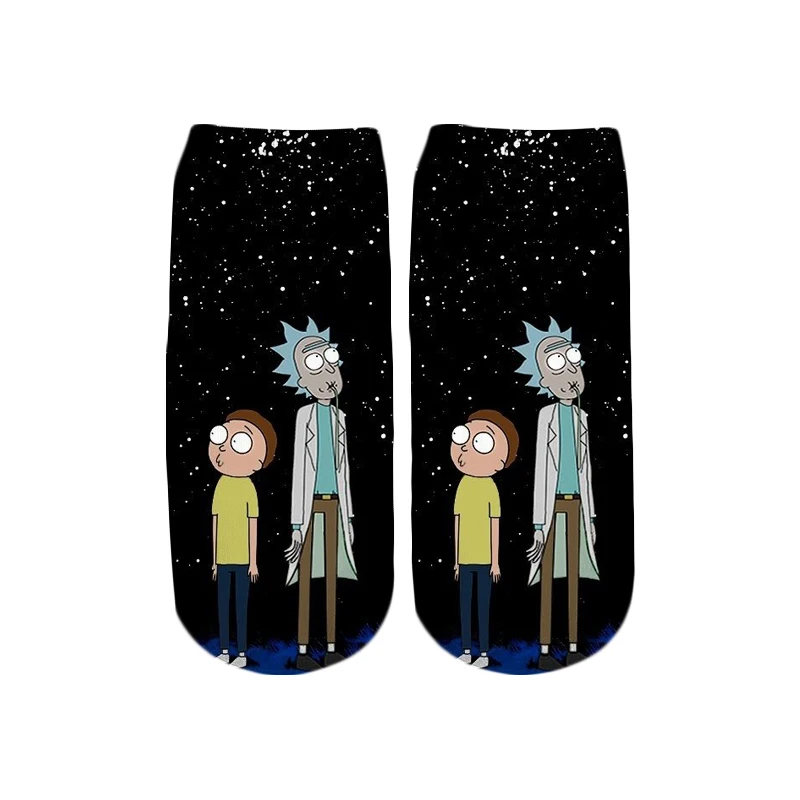 PLstar Cosmos/Новинка года; милые короткие носки с 3D принтом с героями мультфильмов Rick and Morty для мужчин и женщин; корейские носки в стиле Харадзюку; WZ033