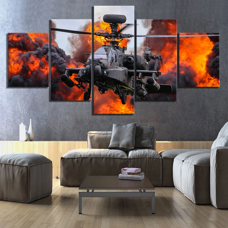 5 шт. HD картина Боевой вертолет военный постер картины на холсте декоративные