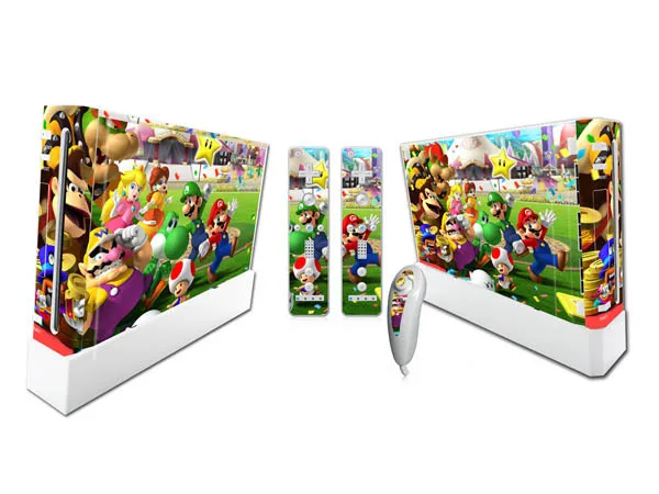 Mario для nintendo wii консоль виниловая кожа наклейка крышка с 2 шт контроллер наклейка для wii контроллер геймпад аксессуары