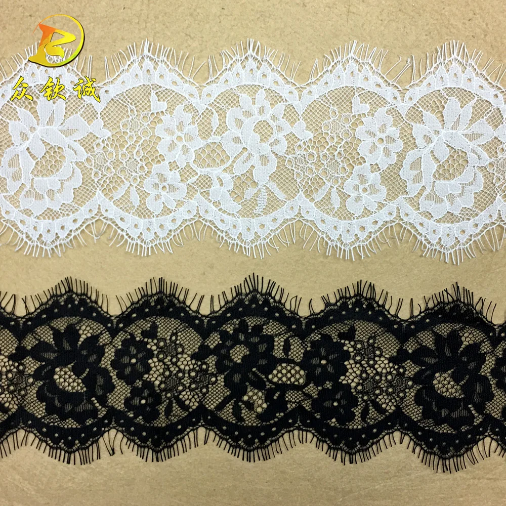 

9.5cm Wide Wavy Eyelash Lace 3yards Mesh Trim Embroidered Lace Ribbon Sewing Accessories Women lace Hight Quality