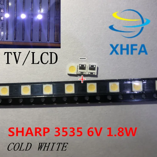 500 шт. для SHARP светодиодный ТВ Применение ЖК-дисплей Подсветка 1 2 W 6V 3535 3537 холодный