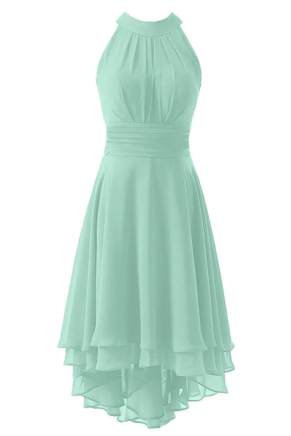 Mint Green JaneVini популярное шифоновое Сиреневое платье для свадебной вечеринки, выпускного вечера, Высокие Низкие зеленые платья подружки невесты, женские платья подружки невесты длиной до середины икры - Цвет: Mint Green