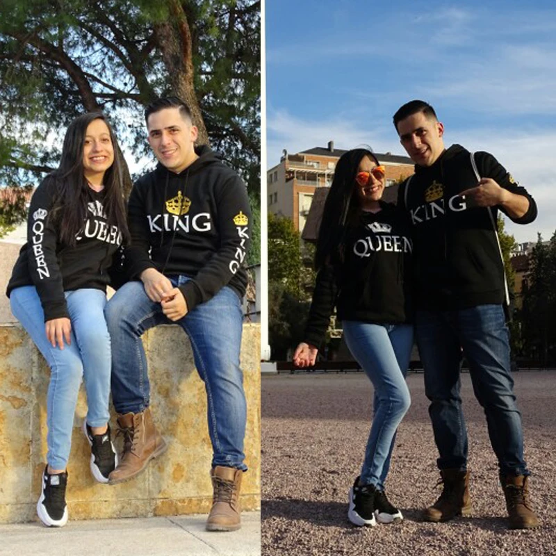 Толстовка с капюшоном KING Queen толстовка унисекс принтом короны для мужчин и женщин