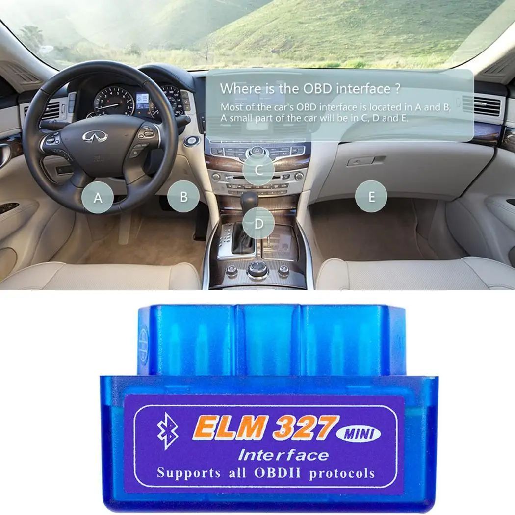 Мини Bluetooth OBD2 II авто диагностический ELM327 интерфейс сканер адаптер инструмент 2 1| |