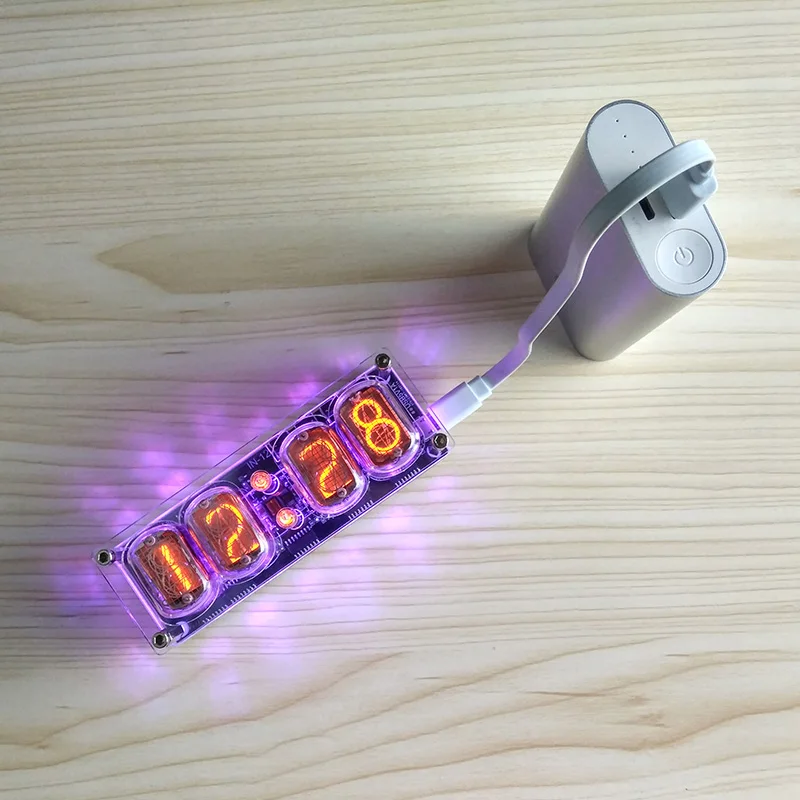 DIY 4 бит RGB светодиодный свечение цифровая плата часов Nixie трубка часы комплект DIY электронные настольные часы в стиле ретро RGB трубка в комплект не входит