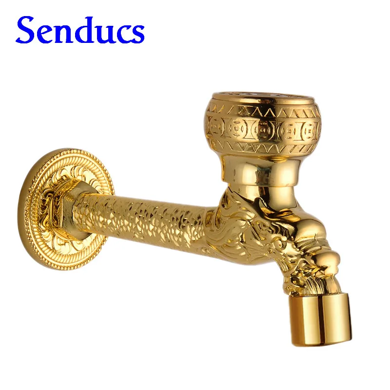 Бесплатная доставка золотой кран для стиральной машины сада из твердой латуни |