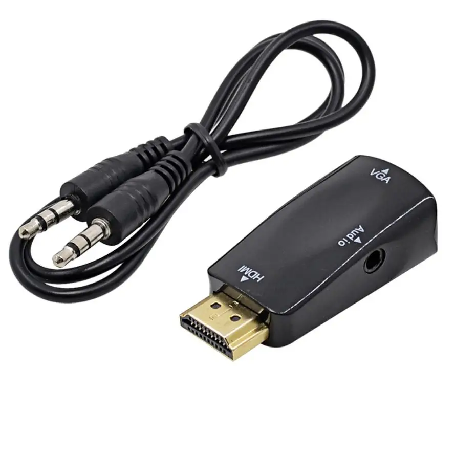 Конвертер HDMI в VGA адаптер разъема HDMI2VGA + аудиокабель для ПК компьютера ноутбука