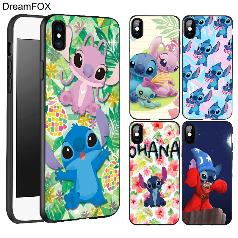 DREAMFOX L337 милый мультяшный Ститч черный мягкий Уретановый Термопластик (tpu)