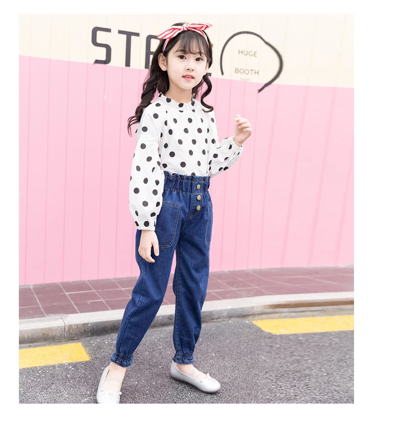 

New Fashion High Waist Teenager Girls Jeans Autumn Blue Kids Jeans for Girls Children Pants Casual Trouses Clothes for 4-12years